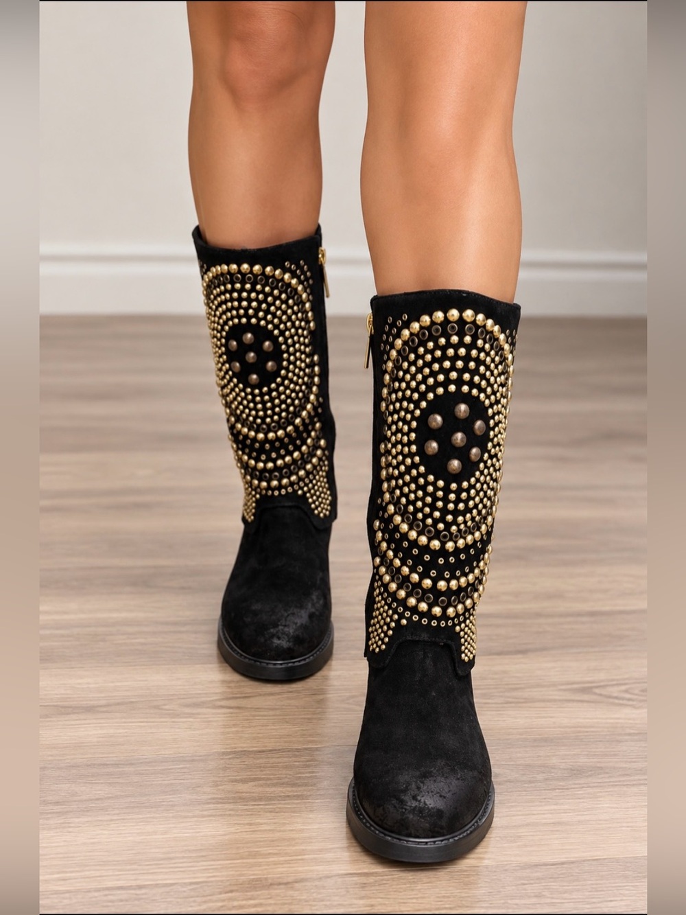 Elena Iachi studded suede boots   Made in Italy